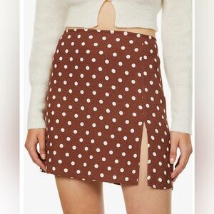Reformation Brown Polka Dot Mini Skirt